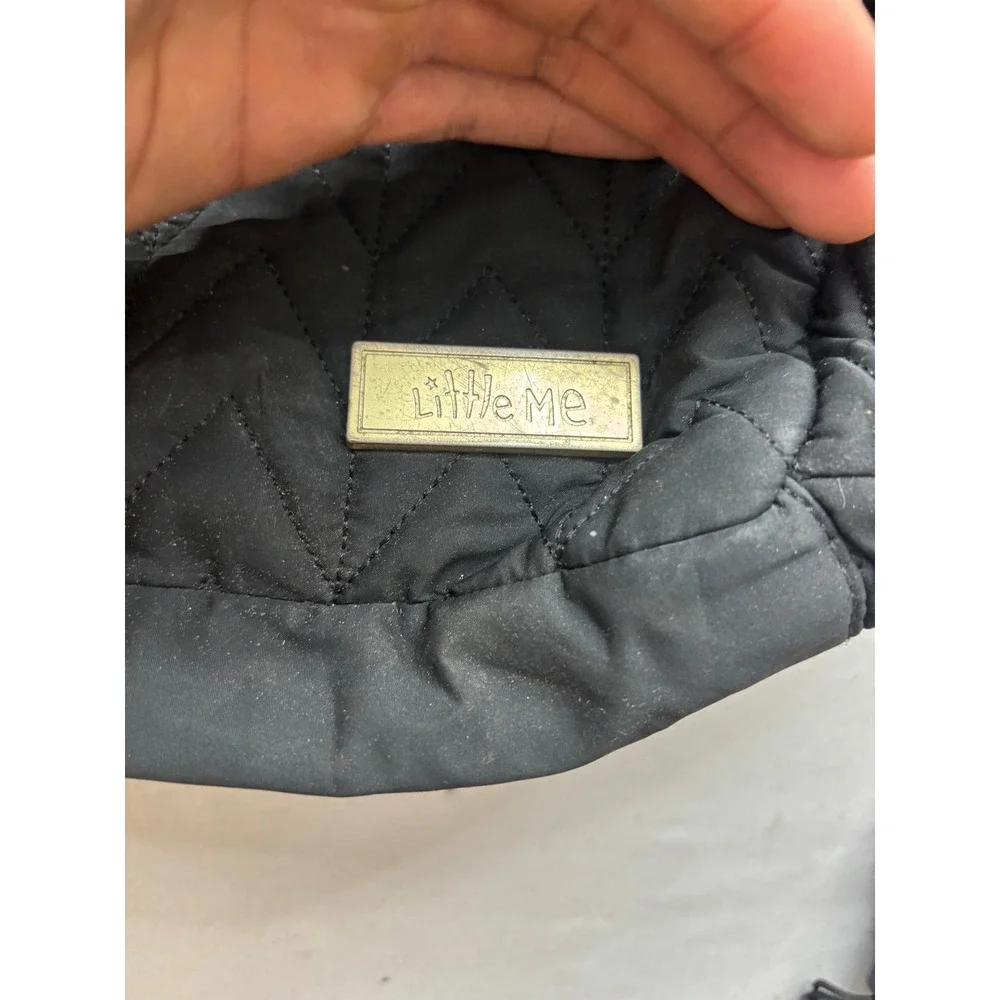 Little Me Black Quilted Diaper Bag Convertible Backpack Tote Gold Hardware